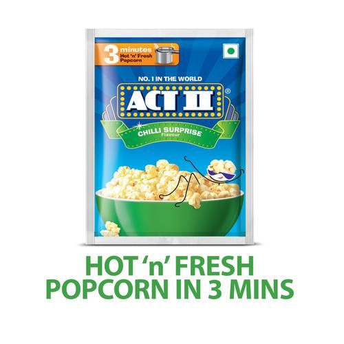 ACT II Instant Popcorn - Chilli Surprise, Hot, Fresh & Delicious, 30 g (Get 10 g Extra) 