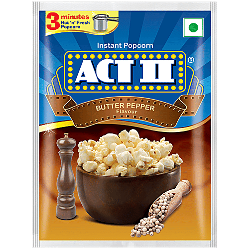 ACT II Butter Pepper Flavour Instant Popcorn, 70 g Pouch Zero Cholesterol