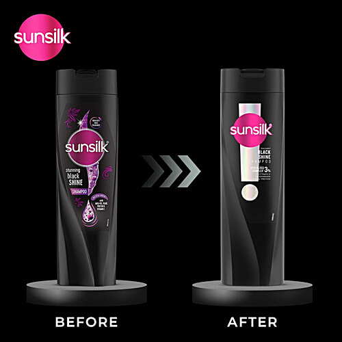Sunsilk Radiant Black Shine Shampoo, 350 ml  Vitamin C, Ceramides, Pearl Protein