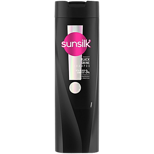 Sunsilk Radiant Black Shine Shampoo, 350 ml  Vitamin C, Ceramides, Pearl Protein