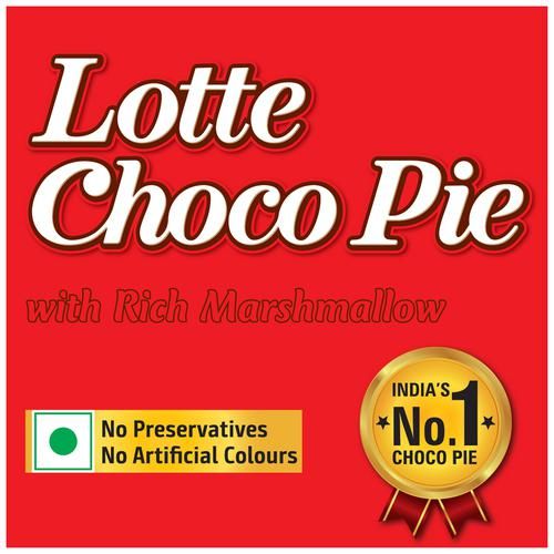 Lotte Choco Pie - Original, With Rich Marshmallow, No Preservatives, 28 g (Pack of 6) 