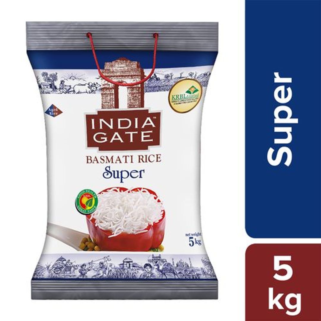 India Gate Basmati Rice/Basmati Akki - Super, 5 kg Bag