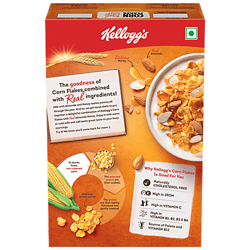 Kellogg's Corn Flakes With Real Almond & Honey, 300 g  High in Vitamin C, High in Iron