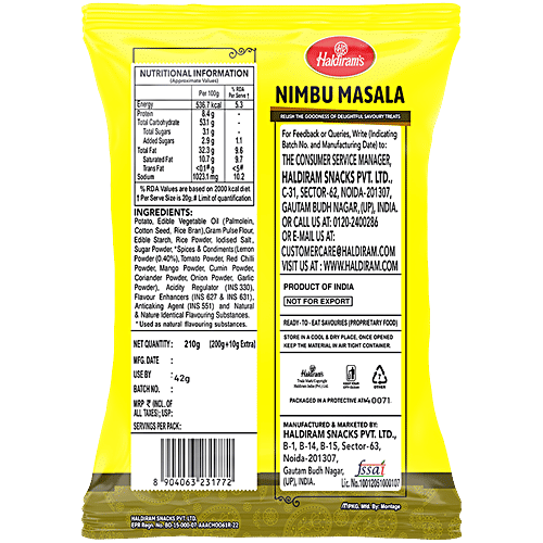 Haldiram's Nimbu Masala Namkeen, 210 g Delightful Savoury Treats