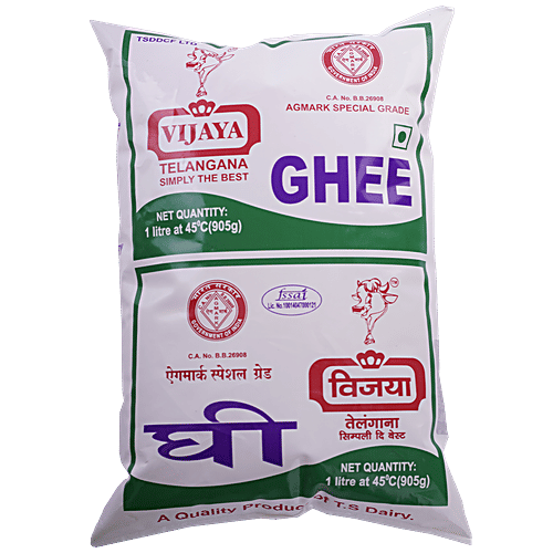Vijaya Pure Ghee/Neyyi, 1 L Pouch No Trans Fat