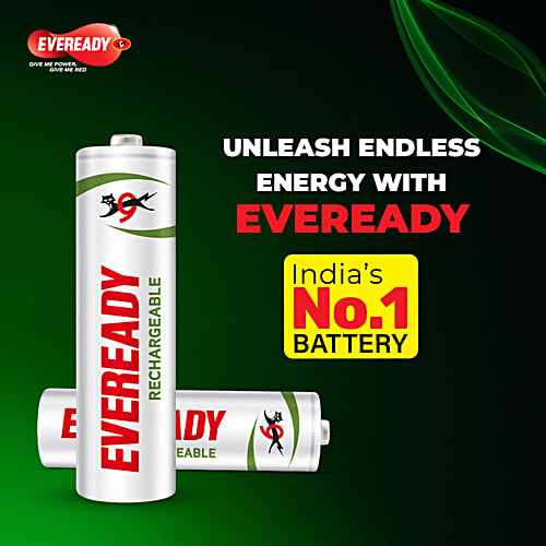 Eveready AA Rechargeable Battery - 1000 Series, 4 pcs  Ideal For High Drain Devices, Low Discharge Mechanism