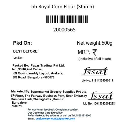 BB Royal Corn Flour, Starch, 500 g Pouch 