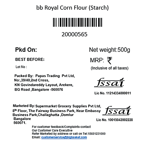 bb Royal Corn Flour, Starch, 500 g Pouch 