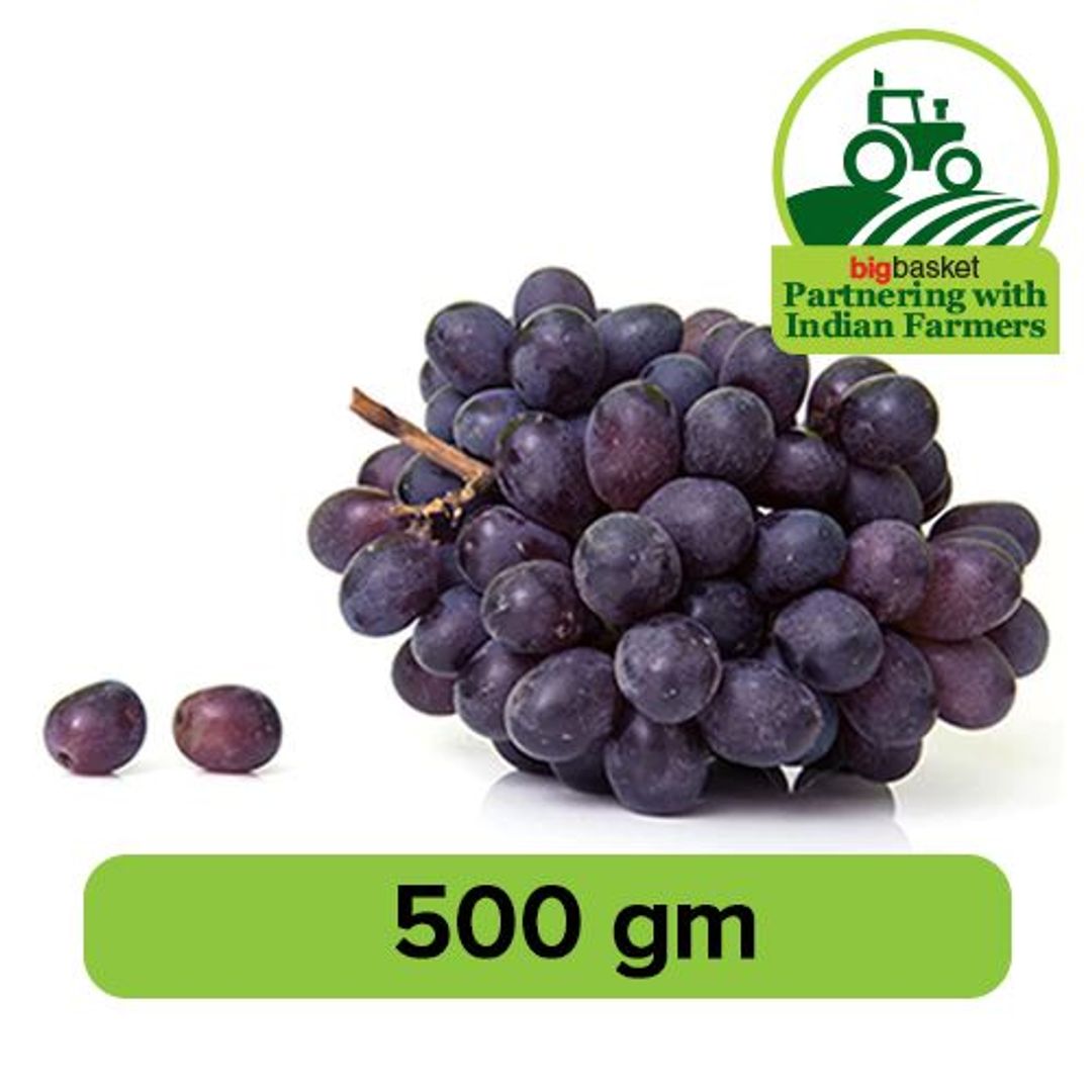 Fresho Grapes - Bangalore Blue with Seed, 500 g 