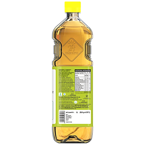 24 Mantra Organic Cold Pressed Sunflower Oil, 1 L Bottle Cholesterol & Trans Fats Free
