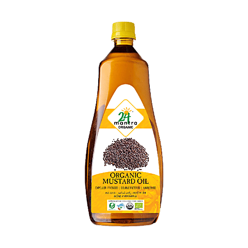 24 Mantra Organic Cold Pressed Mustard Oil, 1 L Bottle 
