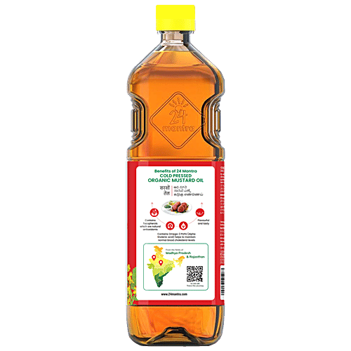 24 Mantra Organic Cold Pressed Mustard Oil, 1 L Bottle