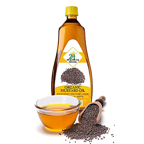 24 Mantra Organic Cold Pressed Mustard Oil, 1 L Bottle 