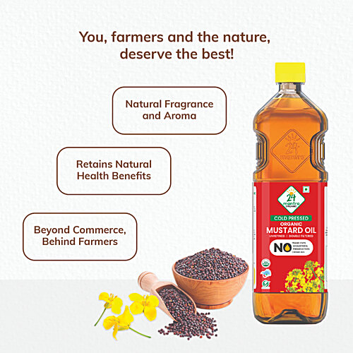 24 Mantra Organic Cold Pressed Mustard Oil, 1 L Bottle