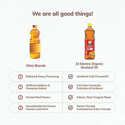 24 Mantra Organic Cold Pressed Mustard Oil, 1 L Bottle
