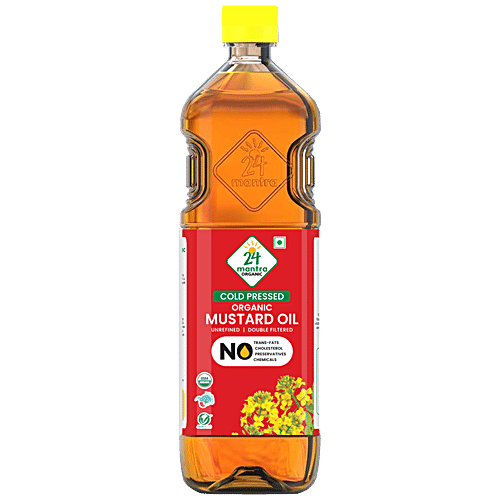 24 Mantra Organic Cold Pressed Mustard Oil, 1 L Bottle
