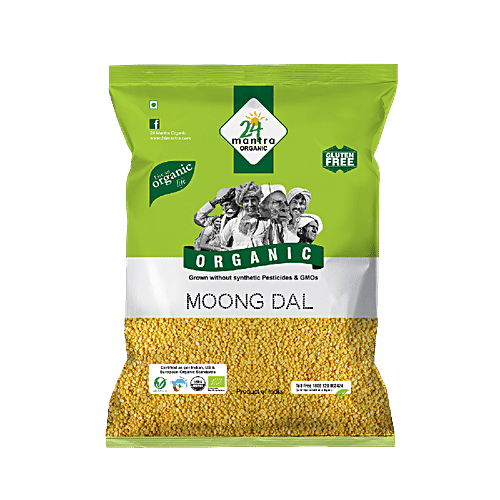 24 Mantra Organic Yellow Moong Dal/Hesaru Bele, 1 kg Pouch 