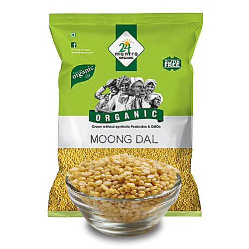 24 Mantra Organic Yellow Moong Dal/Hesaru Bele, 1 kg Pouch 