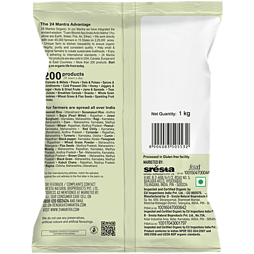 24 Mantra Organic Organic Dal - Green Moong Whole//Hirvi Moong, 1 kg Pouch Gluten Free