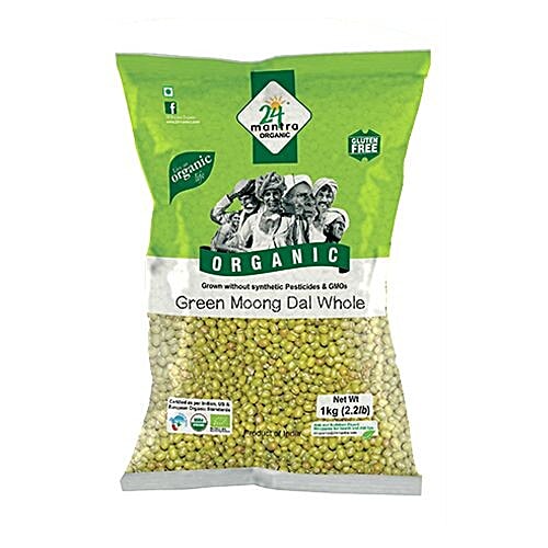Buy 24 Mantra Organic Dal Green Moong (Whole) 500 gm Pouch Online at