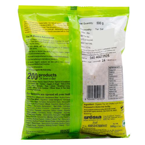 24 Mantra Organic Dal - Tur, 500 g Pouch Gluten Free, Naturally Rich in Protein