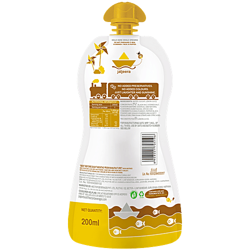 Paper Boat Jaljeera Drink, 200 ml Pouch No Added Preservatives, No Added Colours