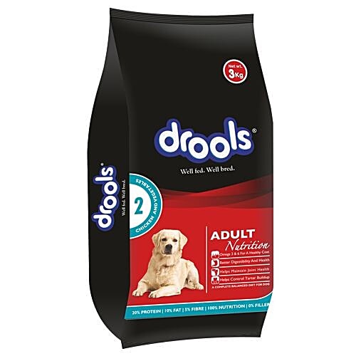 Buy Drools Dog Food 100 Vegetarian, Adult 3 kg Online at Best Price