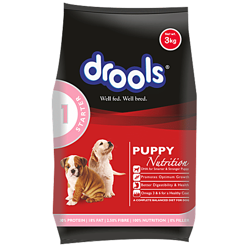 Drools Dry Pet Food - For Puppy Starter, -, 3 kg Bag 100% Nutrition, A Complete & Balanced Diet