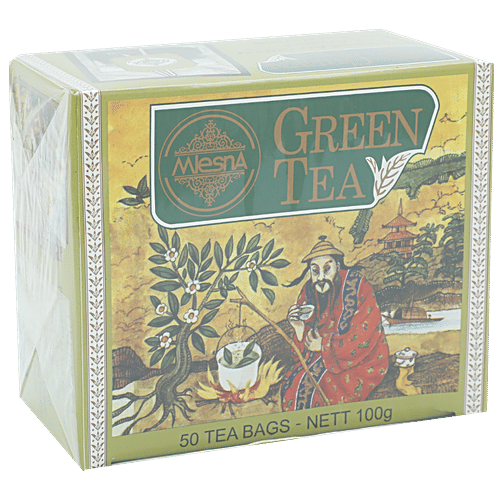 Mlesna Tea Bags - Pure Green Tea, 50 Bag x 2 gm Each 100 gm 
