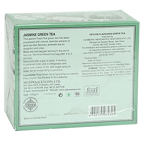 Buy Mlesna Flavored Green Tea Bags Jasmine 2 gm Carton (Pack of 50