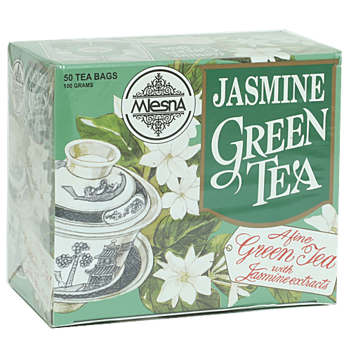 Mlesna Flavored Green Tea Bags - Jasmine, 50 Bag x 2 gm Each 100 gm 