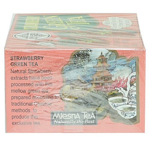 Mlesna Flavored Green Tea Bags - Strawberry, 50 Ba g x 2 g Each 100 gm Added Natural & Nature Identical Flavour