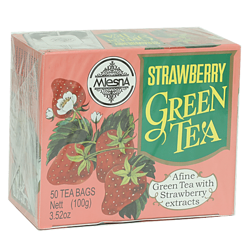 Mlesna Flavored Green Tea Bags - Strawberry, 50 Ba g x 2 g Each 100 gm Added Natural & Nature Identical Flavour
