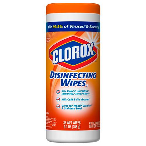 Clorox Disinfecting Wipes - Orange Fusion, Great for Wood, Granite & Stainless Steel, 35 pcs  Kills 99.9% of Viruses & Bacteria