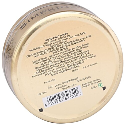 Simpkins  Travel Sweets - Mixed Fruit, 200 g Tin 