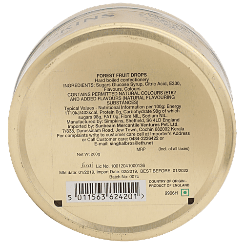 Simpkins  Travel Sweets - Forest Fruit, 200 g Tin 