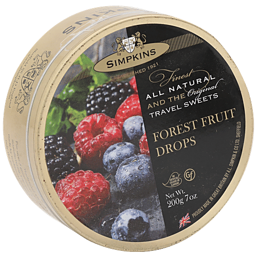 Simpkins  Travel Sweets - Forest Fruit, 200 g Tin 