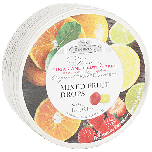 Simpkins  Travel Sweets - Sugar & Gluten Free Mixed Fruit, 175 g Tin 