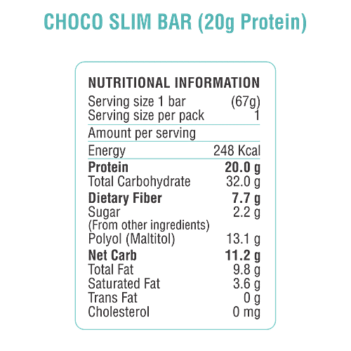 RiteBite Max Protein Bars Choco Slim 20 g Active Protein Bar - Sugar Free Healthy Protein Snacks, 67 g (Pack of 6) Zero Added Sugar, No Preservatives & Artificial Sweetener