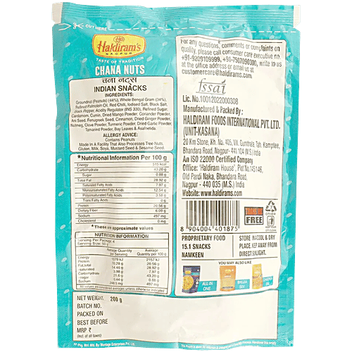Haldiram's Chana Nuts, 200 g Pouch Zero cholesterol