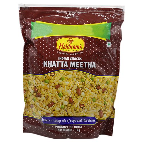 Haldiram's Khatta Meetha - Premium Quality, Guilt-free Snack, Authentic Taste, 1 kg Pouch Zero Cholesterol