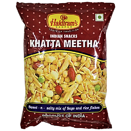 Haldiram's Khatha Meetha Namkeen - Sweet & Tangy, 50 g Pouch Zero Cholesterol