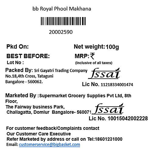 bb Royal Phool Makhana, 100 g Pouch 