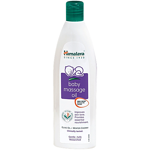 Himalaya Baby Massage Oil - With Olive Oil & Winter Cherry, 200 ml  Free from Mineral Oil & Lanolin