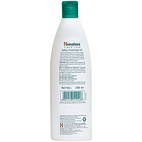 Himalaya Baby Massage Oil - With Olive Oil & Winter Cherry, 200 ml  Free from Mineral Oil & Lanolin