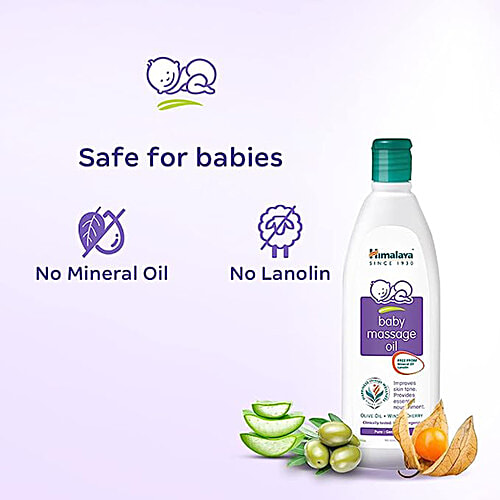 Himalaya Baby Massage Oil - With Olive Oil & Winter Cherry, 200 ml  Free from Mineral Oil & Lanolin