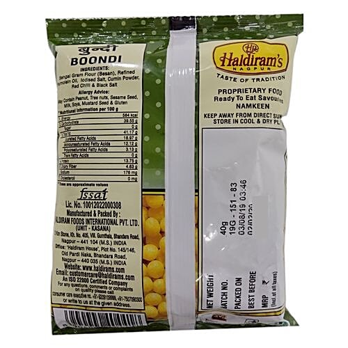Haldiram's Boondi, 40 g Pouch Zero Cholesterol