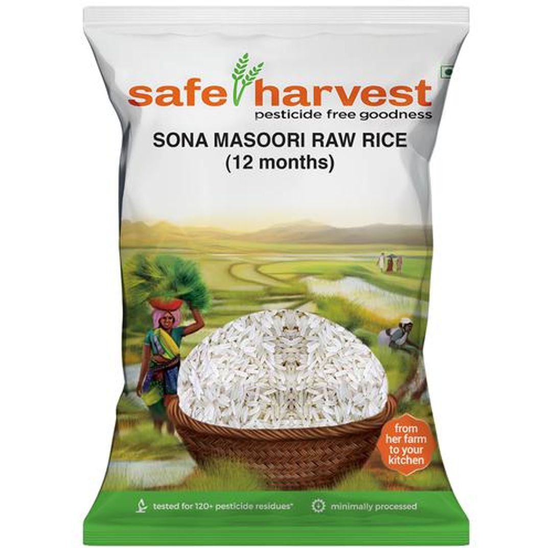 Safe Harvest Sona Masuri Raw Rice/Akki - 12 Months, Pesticide Free, 5 kg 