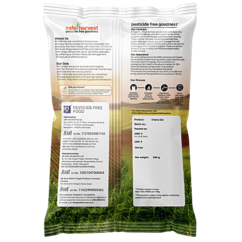 Safe Harvest Chana Dal/Kadale Bele, 500 g Pouch Pesticide Free