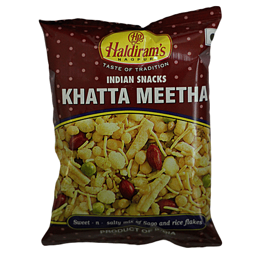 Haldiram's Khatha Meetha Namkeen - Sweet & Tangy, 25 g Pouch Zero Cholesterol